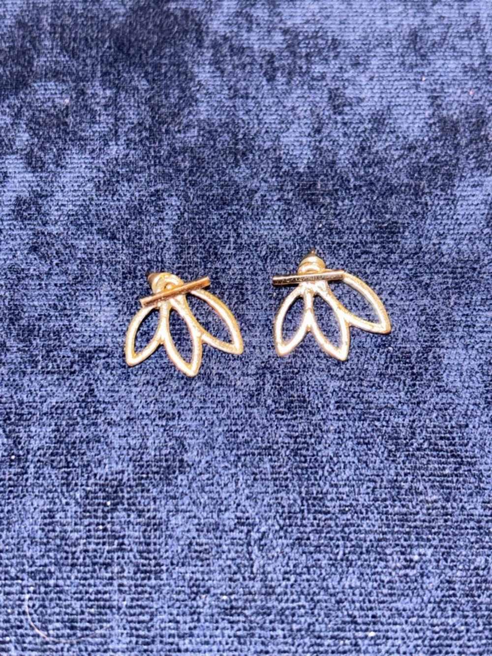 Gold Floral Petal Stud Earrings - Women Jewelry